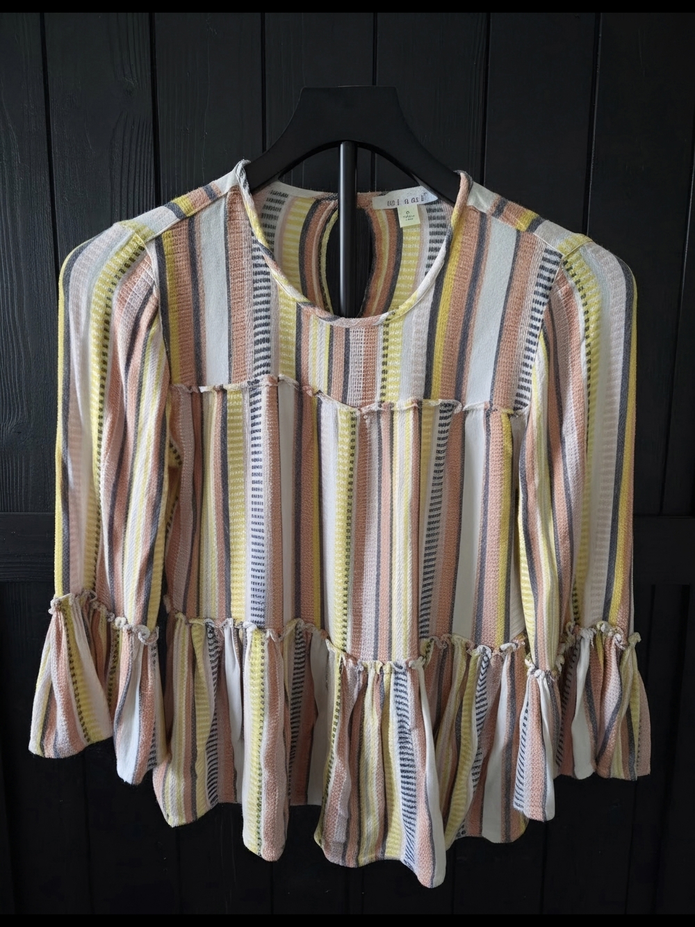 miami Pastel Striped Ruffle-Hem Tunic - Yellow, Pink, Blue